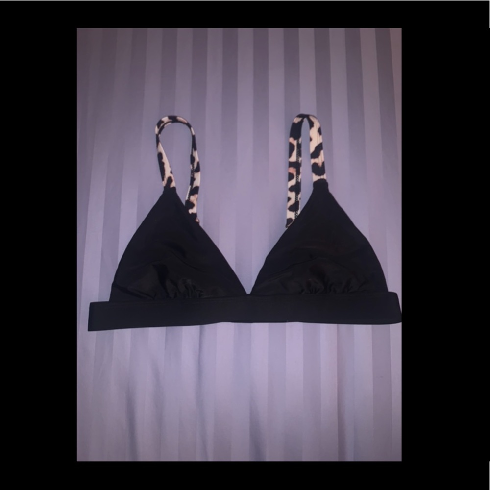 Black Cheetah Accent Bathing Suit Top